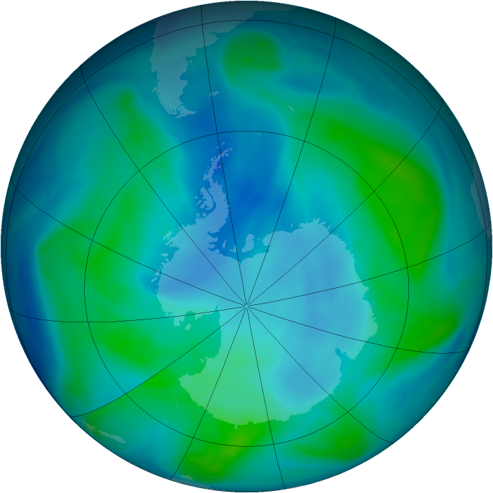 Antarctic ozone map for 06 February 2006